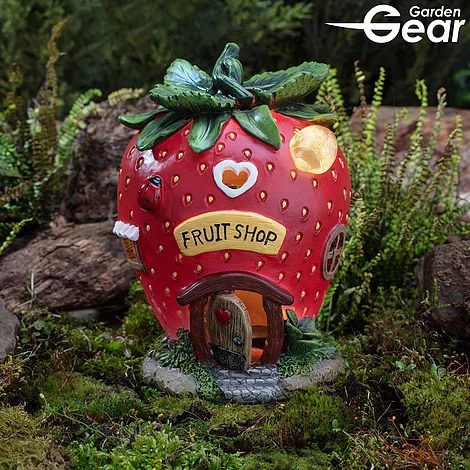 Garden Gear Solar LED Strawberry Fairy House 1 Garden Gear Solar LED Strawberry Fairy House