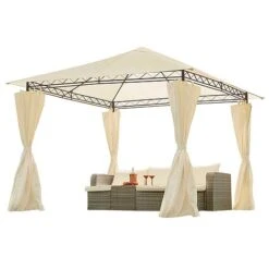 Garden Gear 3x3m Metal Gazebo With Cream Roof And Curtains 17 Garden Gear 3x3m Metal Gazebo With Cream Roof And Curtains -Bloom Haven Herbaceous Perennials Deals Store G4161 8