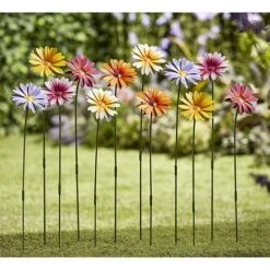 Garden Gear Metal Daisy Stake Set Of Six -Bloom Haven Herbaceous Perennials Deals Store G451620G451720METAL20DAISY20FLOWER20MULTI20GROUP202