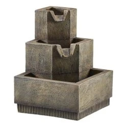 Three-Tier Squared Bowl Cascading Water Feature -Bloom Haven Herbaceous Perennials Deals Store G4638
