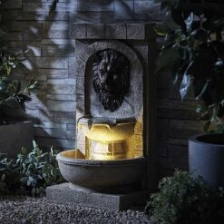 Serenity Lion Head Wall Water Feature -Bloom Haven Herbaceous Perennials Deals Store G46482011