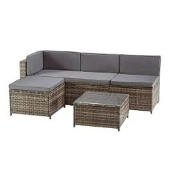 Garden Gear Milan Rattan Lounge Sofa Set - Dark Grey -Bloom Haven Herbaceous Perennials Deals Store G4678 MIilan L Shape Rattan Grey CO 1
