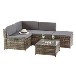 Garden Gear Milan Rattan Lounge Sofa Set - Dark Grey -Bloom Haven Herbaceous Perennials Deals Store G4678 MIilan L Shape Rattan Grey CO 3