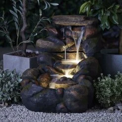 Serenity Large Tumbling Rock Wall Water Feature -Bloom Haven Herbaceous Perennials Deals Store G47522015