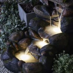 Serenity Large Tumbling Rock Wall Water Feature -Bloom Haven Herbaceous Perennials Deals Store G47522016