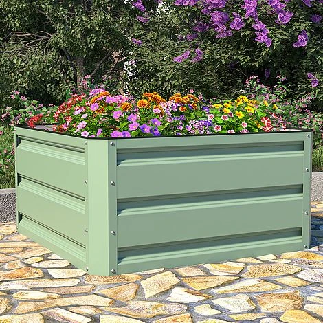 Metal Raised Garden Bed - Light Green 2 Metal Raised Garden Bed - Light Green - Image 2