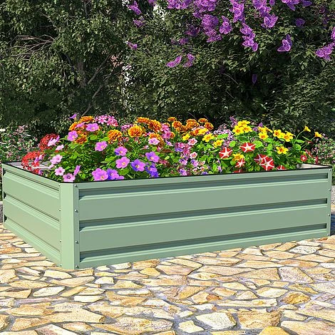 Metal Raised Garden Bed - Light Green 3 Metal Raised Garden Bed - Light Green - Image 3
