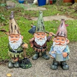 Set Of 3 Traditional Garden Gnome Ornaments