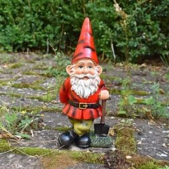 Garden Gnome With Spade Outdoor Garden Ornament -Bloom Haven Herbaceous Perennials Deals Store GB027S 4