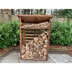 Charles Taylor Wooden Log Store Medium 3 X 2ft -Bloom Haven Herbaceous Perennials Deals Store HB202206