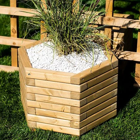 Large 70cm Hexagon Wooden Planter 1 Large 70cm Hexagon Wooden Planter