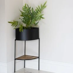Indoor Kensington Metal Corner Planter Stand In Black H76Cm W30Cm -Bloom Haven Herbaceous Perennials Deals Store IKMCPSB76 2 copy