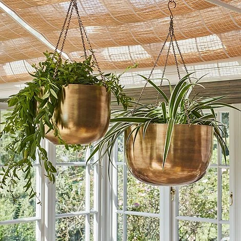 Indoor Mayfair Antique Brass Hanging Planter H16Cm D21Cm 2 Indoor Mayfair Antique Brass Hanging Planter H16Cm D21Cm - Image 2