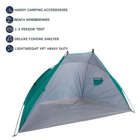 Idooka Outdoors Beach Tent Shelter With Inner Pockets Carrying Pouch UPF 50+ Blue/Green 3 Idooka Outdoors Beach Tent Shelter With Inner Pockets Carrying Pouch UPF 50+ Blue/Green - Image 3