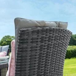 Maze Rattan LA Garden Dining Set Round With Ice Bucket 4 Seat -Bloom Haven Herbaceous Perennials Deals Store LA 6 Seat Round Dining Set grey flat weave 10l