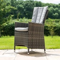 Maze Rattan LA Garden Dining Set Round With Ice Bucket 8 Seat -Bloom Haven Herbaceous Perennials Deals Store LA 6 Seat Round Dining Set grey flat weave 12Q