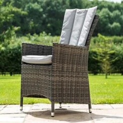 Maze Rattan LA Garden Dining Set Round With Ice Bucket 4 Seat -Bloom Haven Herbaceous Perennials Deals Store LA Grey Flat Weave Chairsq