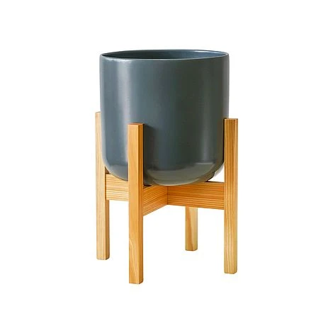 Lisbon Pot And Stand Charcoal D20.5Cm 1 Lisbon Pot And Stand Charcoal D20.5Cm