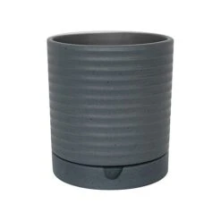 Luna Stoneware Planter & Saucer Grey H20CM D18CM