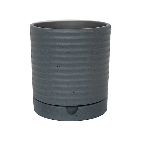 Luna Stoneware Planter & Saucer Grey H20CM D18CM 1 Luna Stoneware Planter & Saucer Grey H20CM D18CM