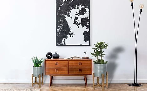 Idooka Metal Barrel Plant Pot Pair With Wooden Stands 5 Idooka Metal Barrel Plant Pot Pair With Wooden Stands - Image 5