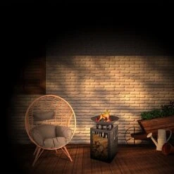 Idooka Brazier Firebowl Outdoors Heating Fire Pit With Built In Log Storage And Firewood Rack -Bloom Haven Herbaceous Perennials Deals Store Lifestyle20Burning1