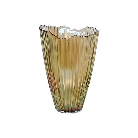 Mocha Rippled Glass Vase H30Cm W20.5Cm 2 Mocha Rippled Glass Vase H30Cm W20.5Cm - Image 2