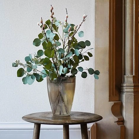 Mocha Ribbed Tall Vase H24.5Cm W18Cm 1 Mocha Ribbed Tall Vase H24.5Cm W18Cm