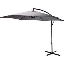 Idooka 300cm Grey Cantilever Garden Parasol - Patio Umbrella & Sun Shade -Bloom Haven Herbaceous Perennials Deals Store Main38