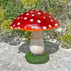 Large Red Cap Mushroom Ornament -Bloom Haven Herbaceous Perennials Deals Store NJ1035 7