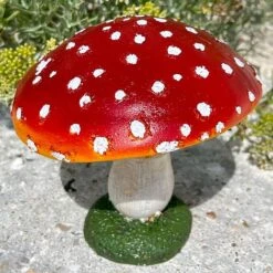 Large Red Cap Mushroom Ornament -Bloom Haven Herbaceous Perennials Deals Store NJ1035 8