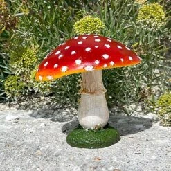 Large Red Cap Mushroom Ornament -Bloom Haven Herbaceous Perennials Deals Store NJ1035 9