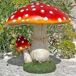 Large Double Stem Garden Mushroom Ornament 11 Large Double Stem Garden Mushroom Ornament -Bloom Haven Herbaceous Perennials Deals Store NJ1045 7