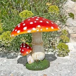 Large Double Stem Garden Mushroom Ornament 12 Large Double Stem Garden Mushroom Ornament -Bloom Haven Herbaceous Perennials Deals Store NJ1045 8