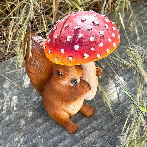 Squirrel With Mushroom Garden Animal Ornament 2 Squirrel With Mushroom Garden Animal Ornament - Image 2