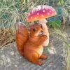 Squirrel With Mushroom Garden Animal Ornament