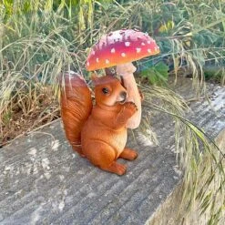 Squirrel With Mushroom Garden Animal Ornament 11 Squirrel With Mushroom Garden Animal Ornament -Bloom Haven Herbaceous Perennials Deals Store NJ1182 31
