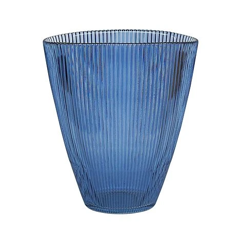 Navy Ribbed Vase H24.5Cm W21.5Cm 1 Navy Ribbed Vase H24.5Cm W21.5Cm