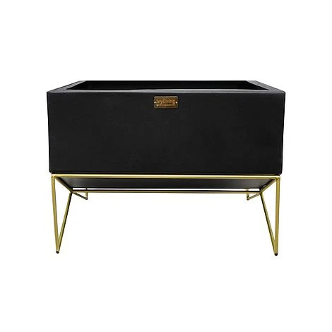 Outdoor Gemini Firebowl With Geometric Frame In Matt Black/Antique Gold H42CM W58CM 1 Outdoor Gemini Firebowl With Geometric Frame In Matt Black/Antique Gold H42CM W58CM