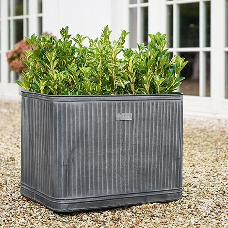 Outdoor Hampton Rectangular Galvanised Metal Planter H38Cm W50Cm 2 Outdoor Hampton Rectangular Galvanised Metal Planter H38Cm W50Cm - Image 2