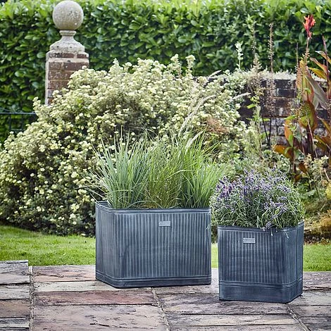 Outdoor Hampton Rectangular Galvanised Metal Planter H38Cm W50Cm 3 Outdoor Hampton Rectangular Galvanised Metal Planter H38Cm W50Cm - Image 3