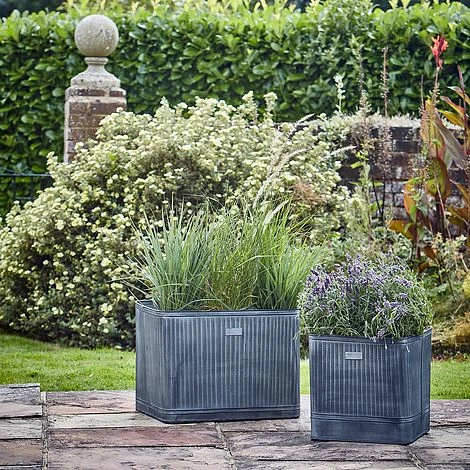 Outdoor Hampton Square Galvanised Metal Planter H45Cm W44Cm 2 Outdoor Hampton Square Galvanised Metal Planter H45Cm W44Cm - Image 2