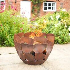 Outdoor Metal Industrial Firebowl In Rust H34Cm W59Cm 5 Outdoor Metal Industrial Firebowl In Rust H34Cm W59Cm -Bloom Haven Herbaceous Perennials Deals Store OMIFR61 2