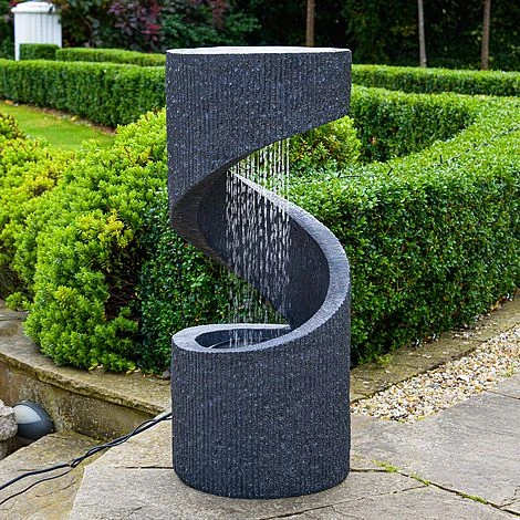 Outdoor Spiral Water Feature Granite H82CM W35CM 2 Outdoor Spiral Water Feature Granite H82CM W35CM - Image 2