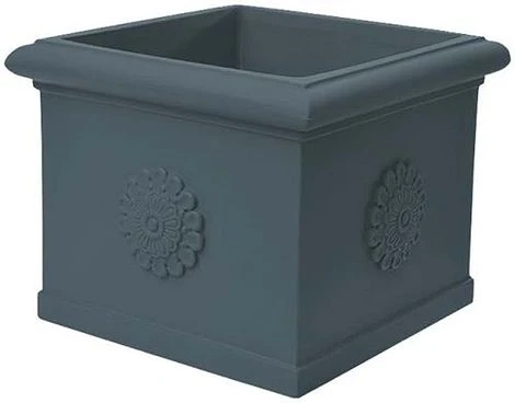 Idra Plastic Festooned Square Planter 40cm - Anthracite 1 Idra Plastic Festooned Square Planter 40cm - Anthracite