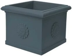 Idra Plastic Festooned Square Planter 45cm - Anthracite