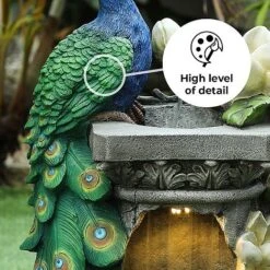 Peacock LED Garden Water Feature -Bloom Haven Herbaceous Perennials Deals Store Peacock edit2