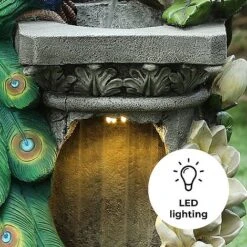 Peacock LED Garden Water Feature -Bloom Haven Herbaceous Perennials Deals Store Peacock edit4