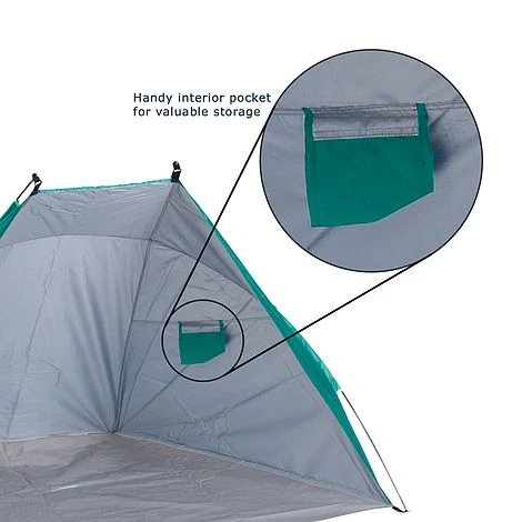Idooka Outdoors Beach Tent Shelter With Inner Pockets Carrying Pouch UPF 50+ Blue/Green 12 Idooka Outdoors Beach Tent Shelter With Inner Pockets Carrying Pouch UPF 50+ Blue/Green - Image 12