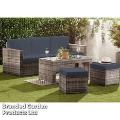 Garden Gear Riviera 5-Seat Rattan Set -Bloom Haven Herbaceous Perennials Deals Store RIVI RATTDRKGR S43364